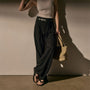 Wide Band Pleated Trouser in Black | James Perse Los Angeles