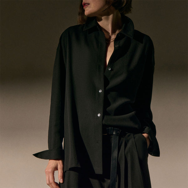 Tencel Wool Blouse in Black | James Perse Los Angeles