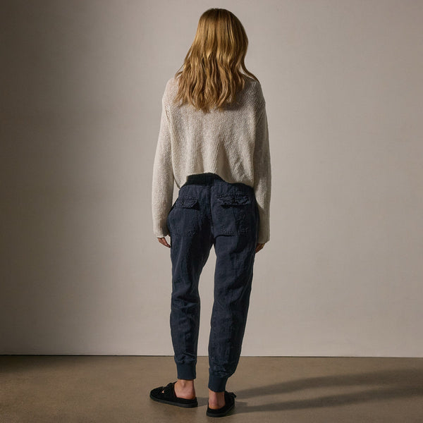 Garment Dyed Mixed Media Pant in Classic Navy | James Perse Los Angeles