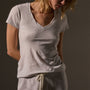 Sheer Slub Casual V Neck in Light Mist | James Perse Los Angeles