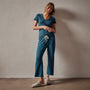 Sheer Slub Casual V Neck in Teal | James Perse Los Angeles