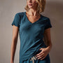 Sheer Slub Casual V Neck in Teal | James Perse Los Angeles