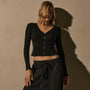 Cotton Cshmr Ribbed Long Sleeve Btn Front in Black | James Perse Los Angeles