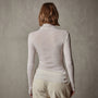 Cotton Cashmere Blend Ribbed Turtleneck in Ivory | James Perse Los Angeles