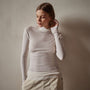 Cotton Cashmere Blend Ribbed Turtleneck in Ivory | James Perse Los Angeles