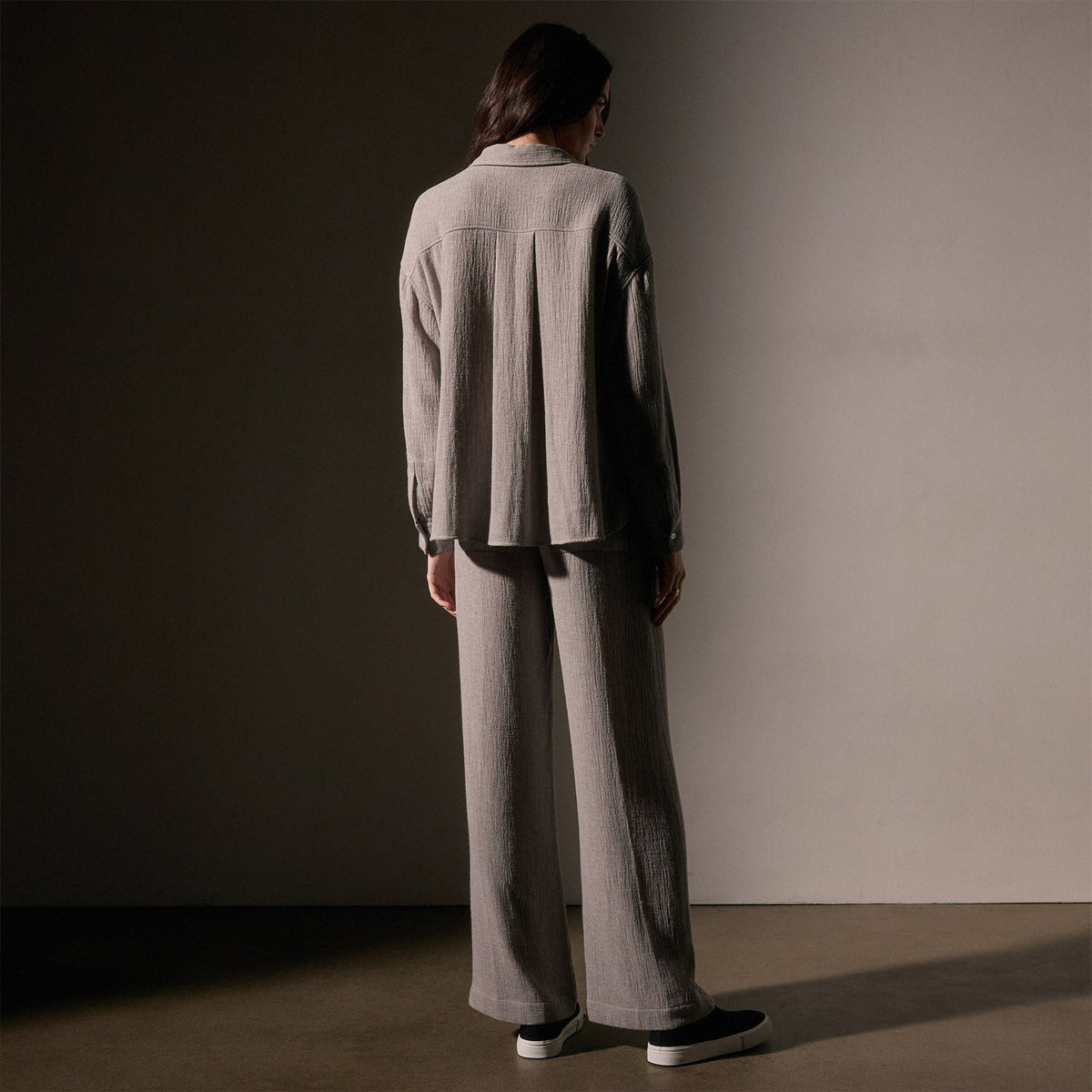 Oversized Wool Shirt  in Silver Wheat | James Perse Los Angeles