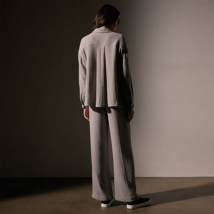 Oversized Wool Shirt  in Silver Wheat | James Perse Los Angeles