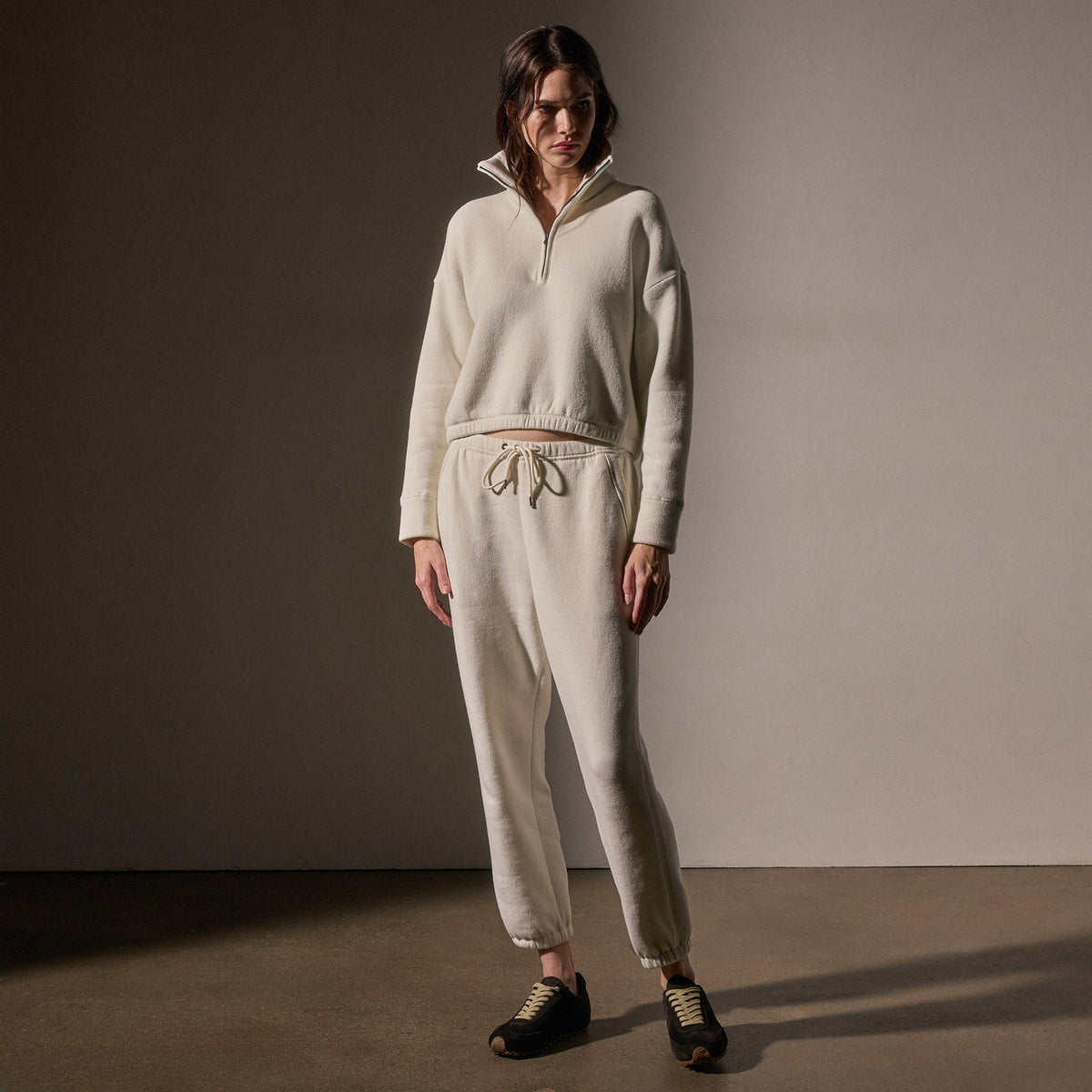 Cozy Oversized Half Zip  in Ivory | James Perse Los Angeles
