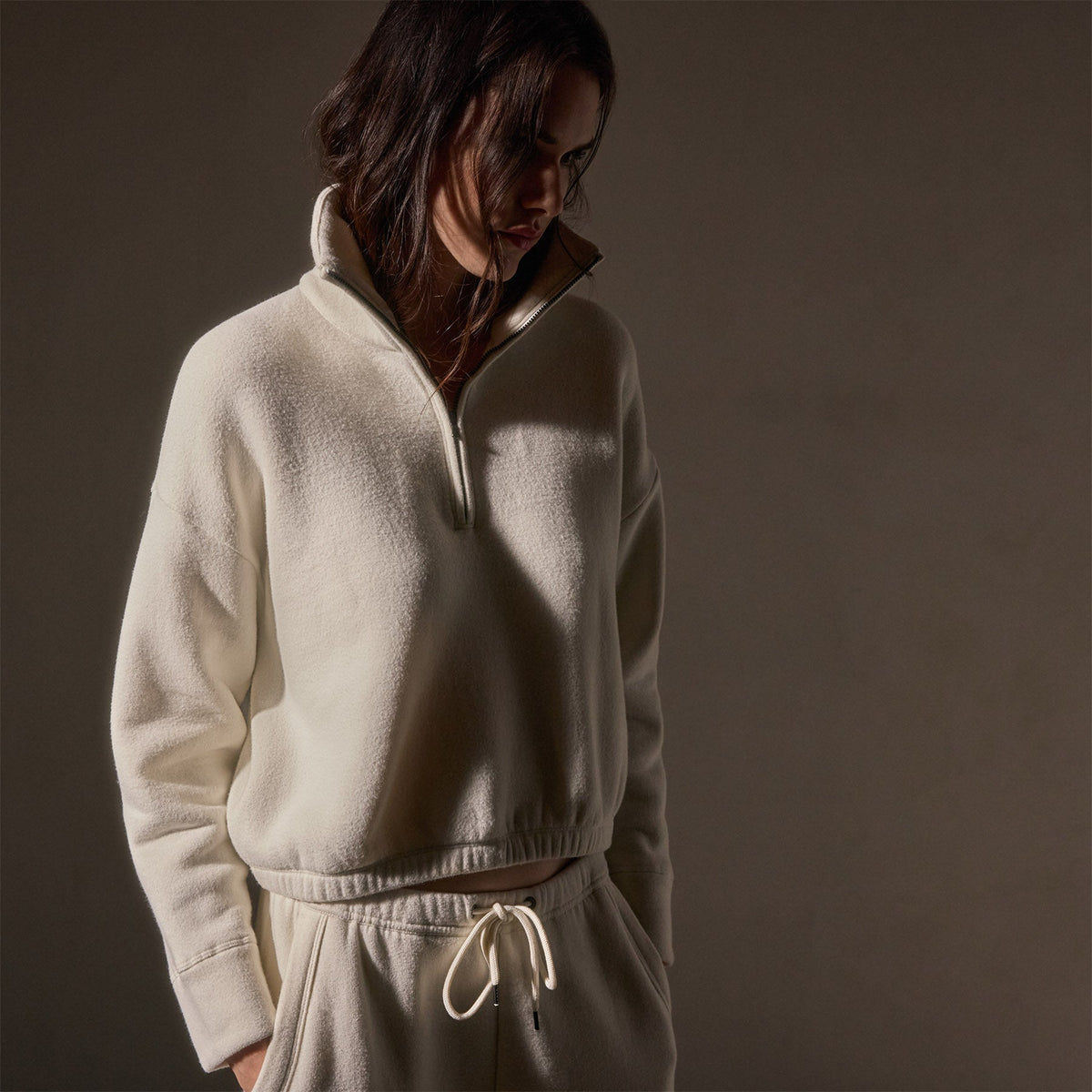 Cozy Oversized Half Zip  in Ivory | James Perse Los Angeles
