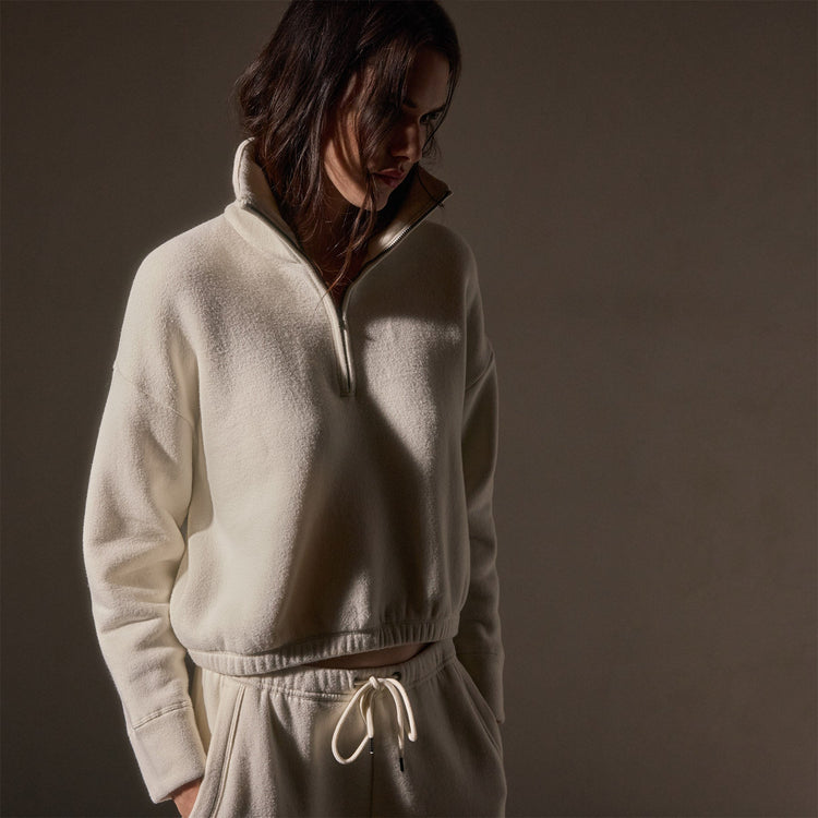 Cozy Oversized Half Zip  in Ivory | James Perse Los Angeles