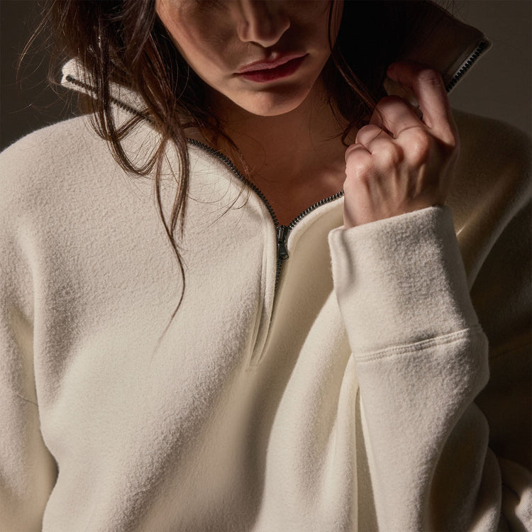 Cozy Oversized Half Zip  in Ivory | James Perse Los Angeles