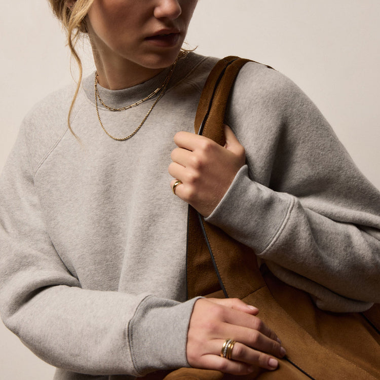 Women's Cozy Fleece Crew & Cozy Wide Leg Sweat Pant Gift Set In Heather Grey | James Perse Los Angeles