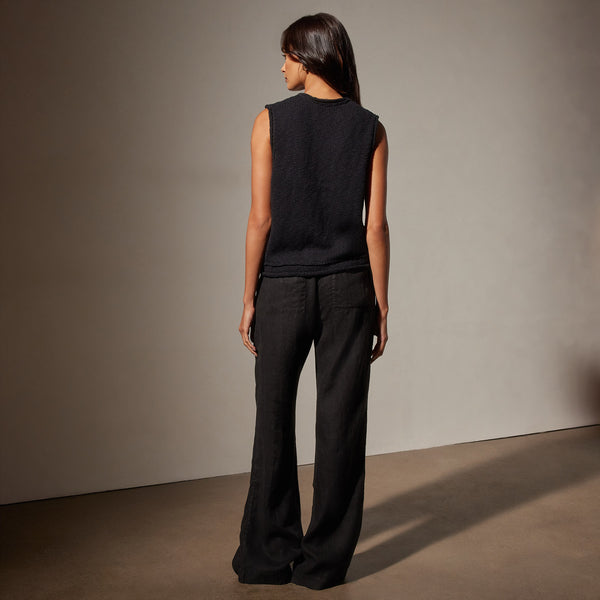 Cotton Linen V Neck Vest in Black | James Perse Los Angeles