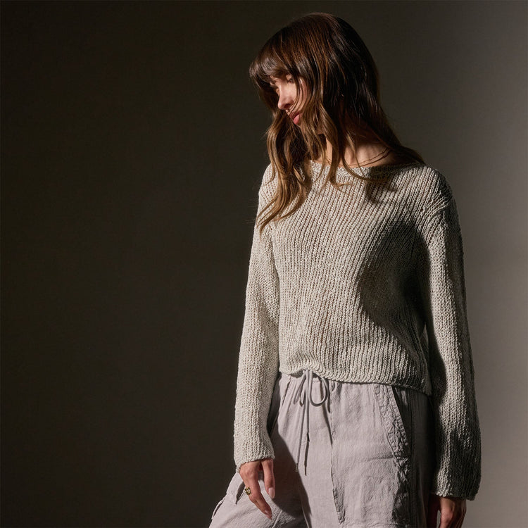 Cotton Linen Open Knt Pullover in Foam | James Perse Los Angeles