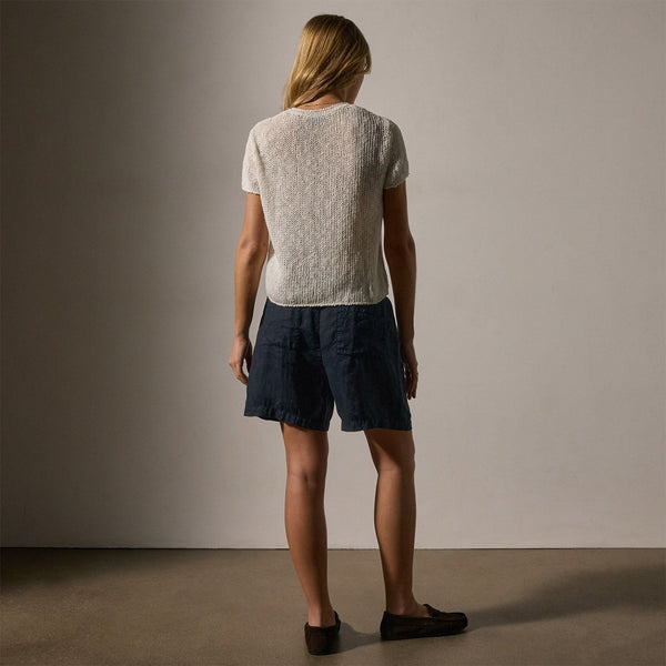 Cotton Linen Knit Crew Neck in White | James Perse Los Angeles