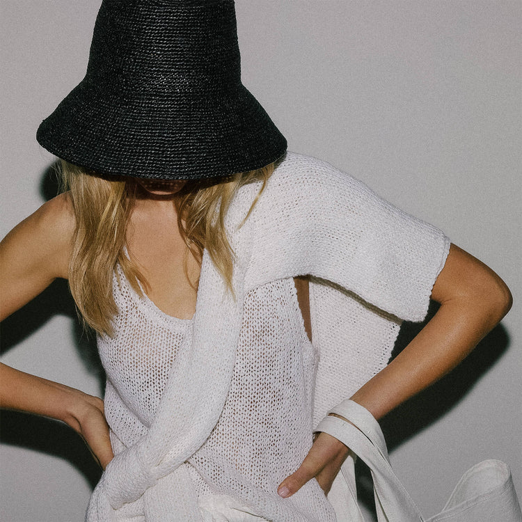 Cotton Linen Knit Tank - White