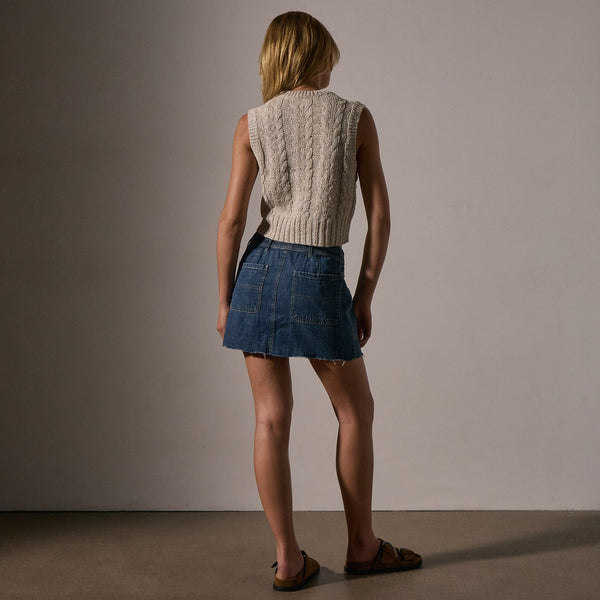 Cotton Linen Cable Knit Vest in Natural | James Perse Los Angeles