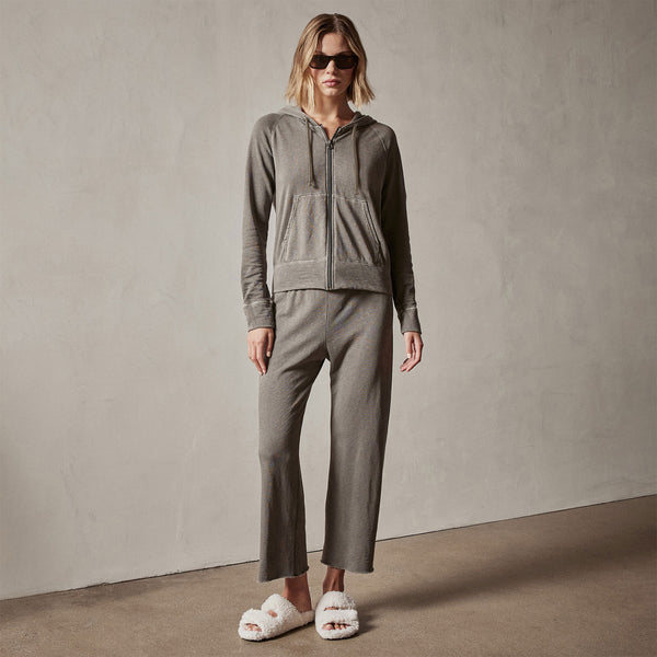 Vintage French Terry Zip Up Hoodie in Burro Pigment | James Perse Los Angeles