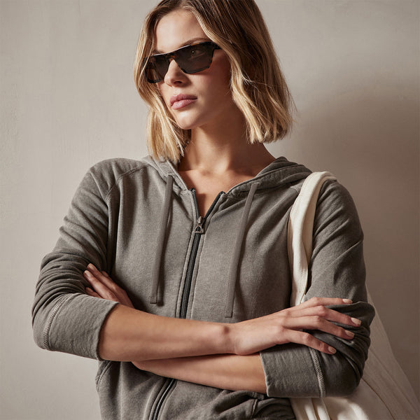 Vintage French Terry Zip Up Hoodie in Burro Pigment | James Perse Los Angeles
