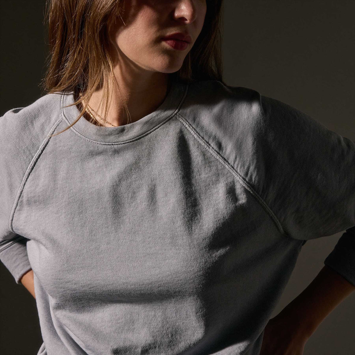 Vintage French Terry Relaxed Sweatshirt in Grey Sky Pigment | James Perse Los Angeles