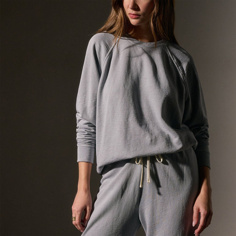 Vintage French Terry Relaxed Sweatshirt in Grey Sky Pigment | James Perse Los Angeles