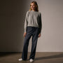 French Terry Cropped Mock Neck  in Heather Grey | James Perse Los Angeles