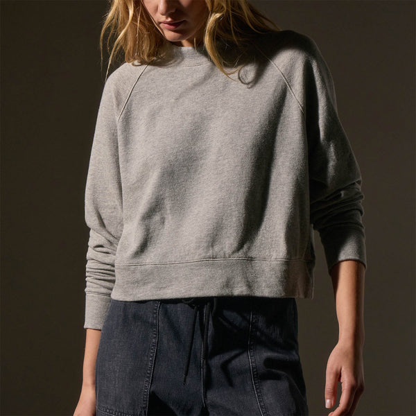 French Terry Cropped Mock Neck  in Heather Grey | James Perse Los Angeles