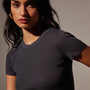 Stretch Linen Ribbed Tee in Magma | James Perse Los Angeles