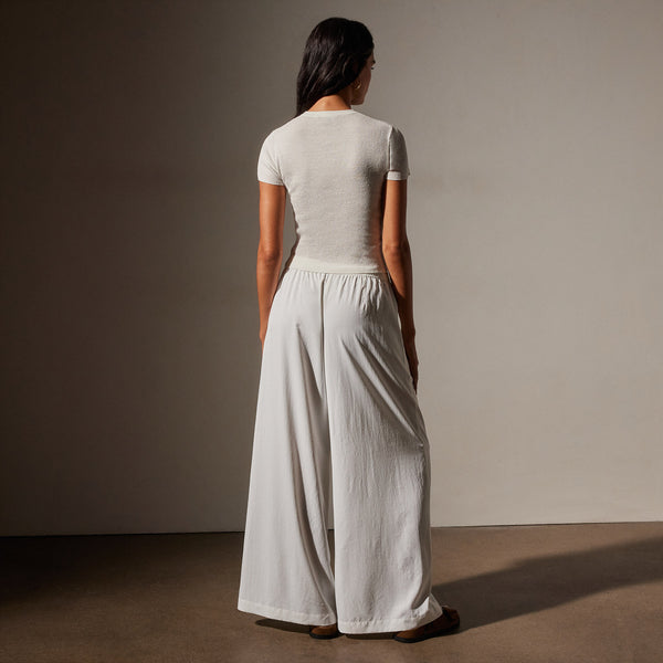 Stretch Linen Ribbed Tee in White | James Perse Los Angeles