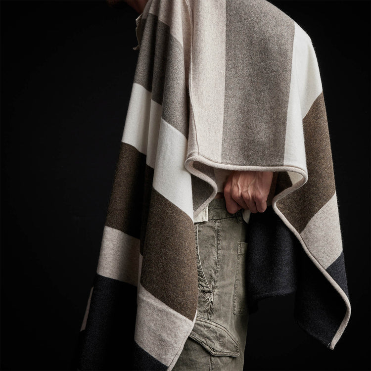 Cashmere Multi Striped Poncho in Beige Mix | James Perse Los Angeles
