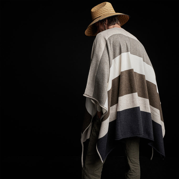 Cashmere Multi Striped Poncho in Beige Mix | James Perse Los Angeles