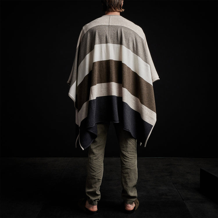 Cashmere Multi Striped Poncho in Beige Mix | James Perse Los Angeles