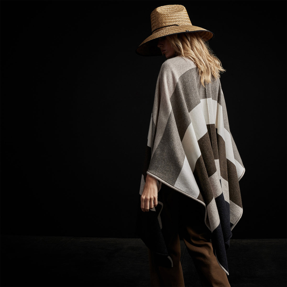 Cashmere Multi Striped Poncho in Beige Mix | James Perse Los Angeles