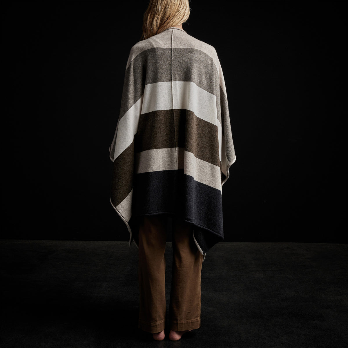 Cashmere Multi Striped Poncho in Beige Mix | James Perse Los Angeles