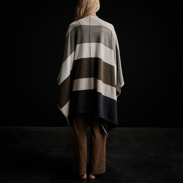 Cashmere Multi Striped Poncho in Beige Mix | James Perse Los Angeles