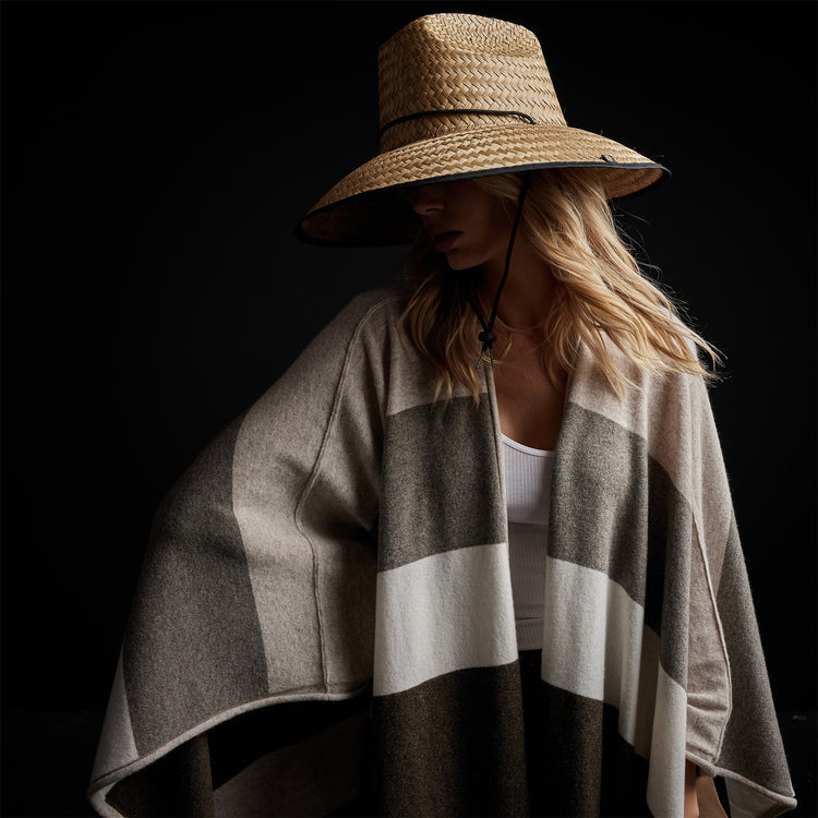 Cashmere Multi Striped Poncho in Beige Mix | James Perse Los Angeles