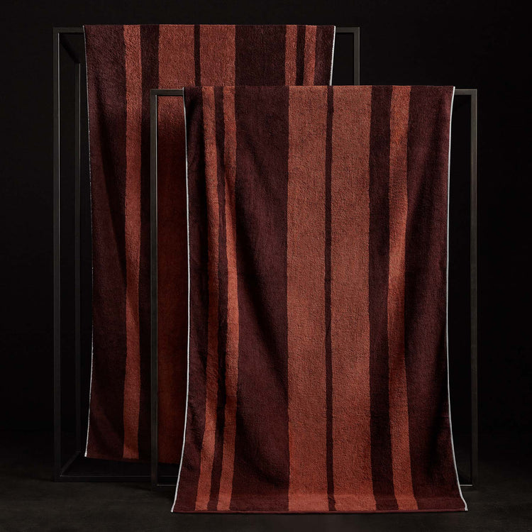 Wide Stripe Beach Towel In Plum/Paprika | James Perse Los Angeles