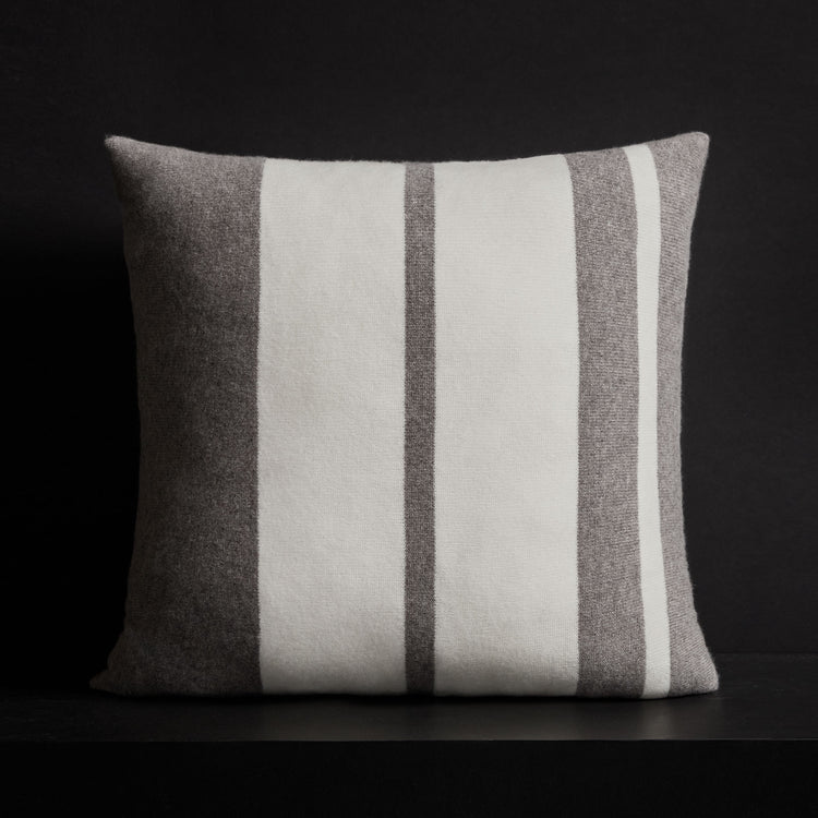 Cashmere Stripe Sham - Heather Grey/White | James Perse Los Angeles