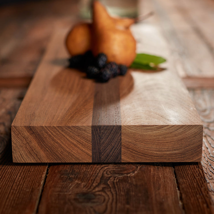 9X30" Teak Serving Board with Single Stripe in Teak/Natural Finish | James Perse Los Angeles