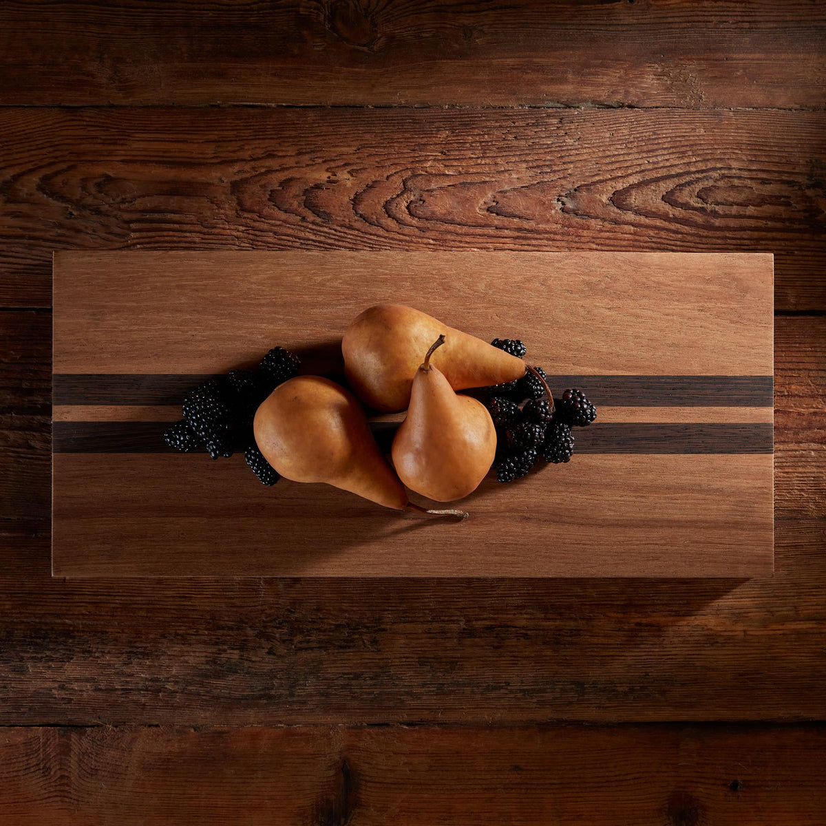 9X20" Teak Serving Board with Double Stripe in Teak/Natural Finish | James Perse Los Angeles