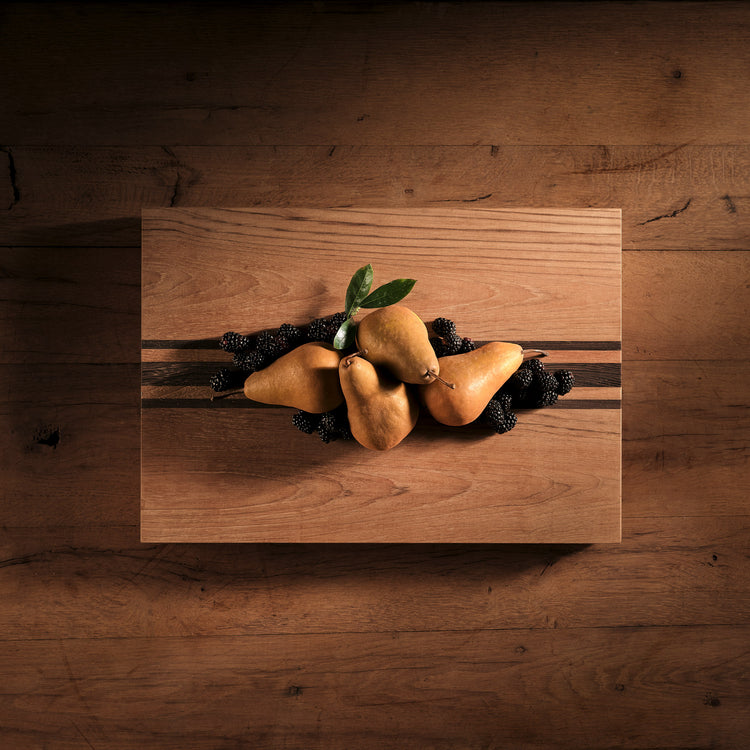 14X20" Teak Serving Board with Triple Stripe in Teak/Natural Finish | James Perse Los Angeles 