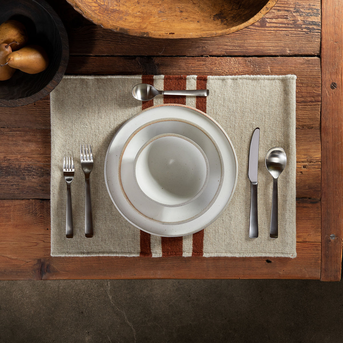 Wool Striped Placemat - Soapstone/Beige | James Perse Los Angeles