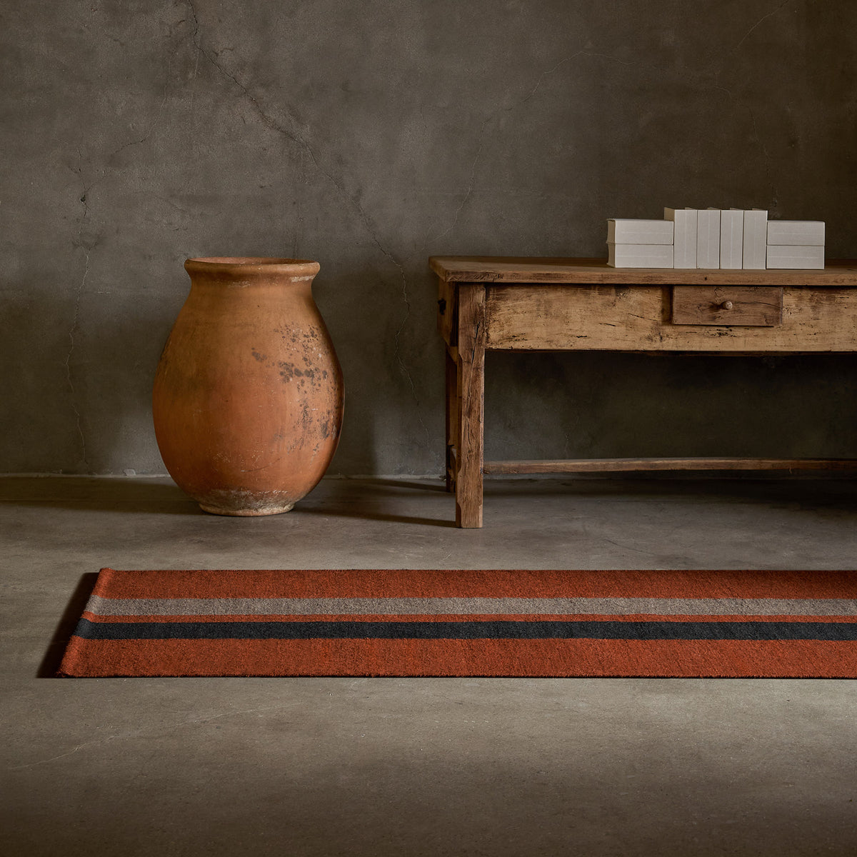 3.5 X 9 Double Stripe Runner in Ochre/Blk Marl/Flint | James Perse Los Angeles