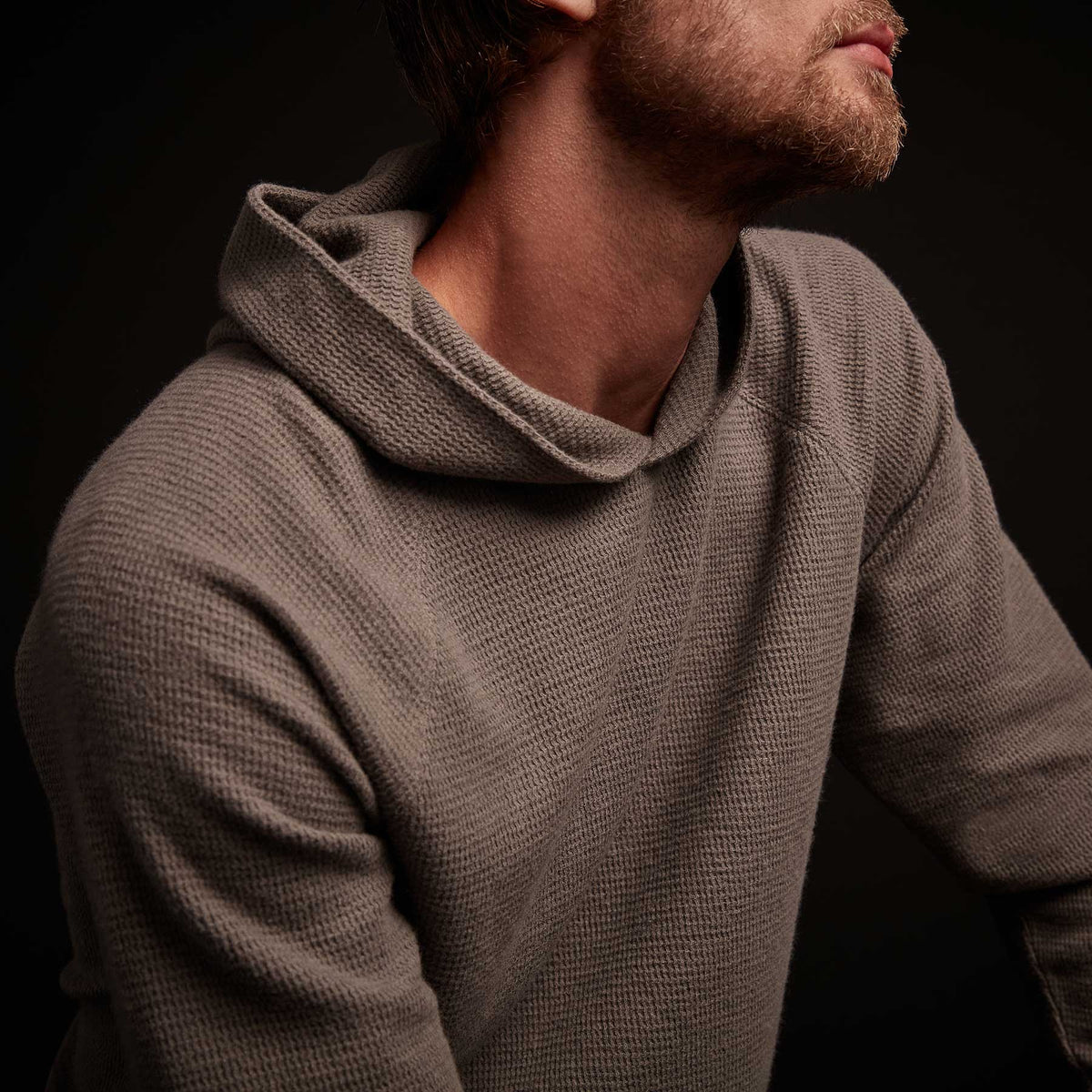 Thermal Knit Hooded Raglan - Raccoon Grey | James Perse Los Angeles