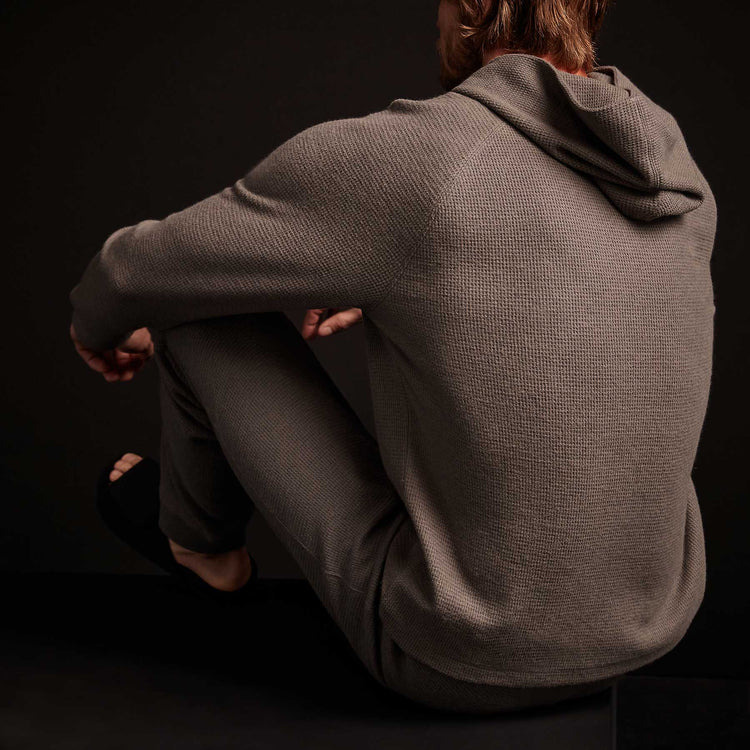 Thermal Knit Hooded Raglan - Raccoon Grey | James Perse Los Angeles