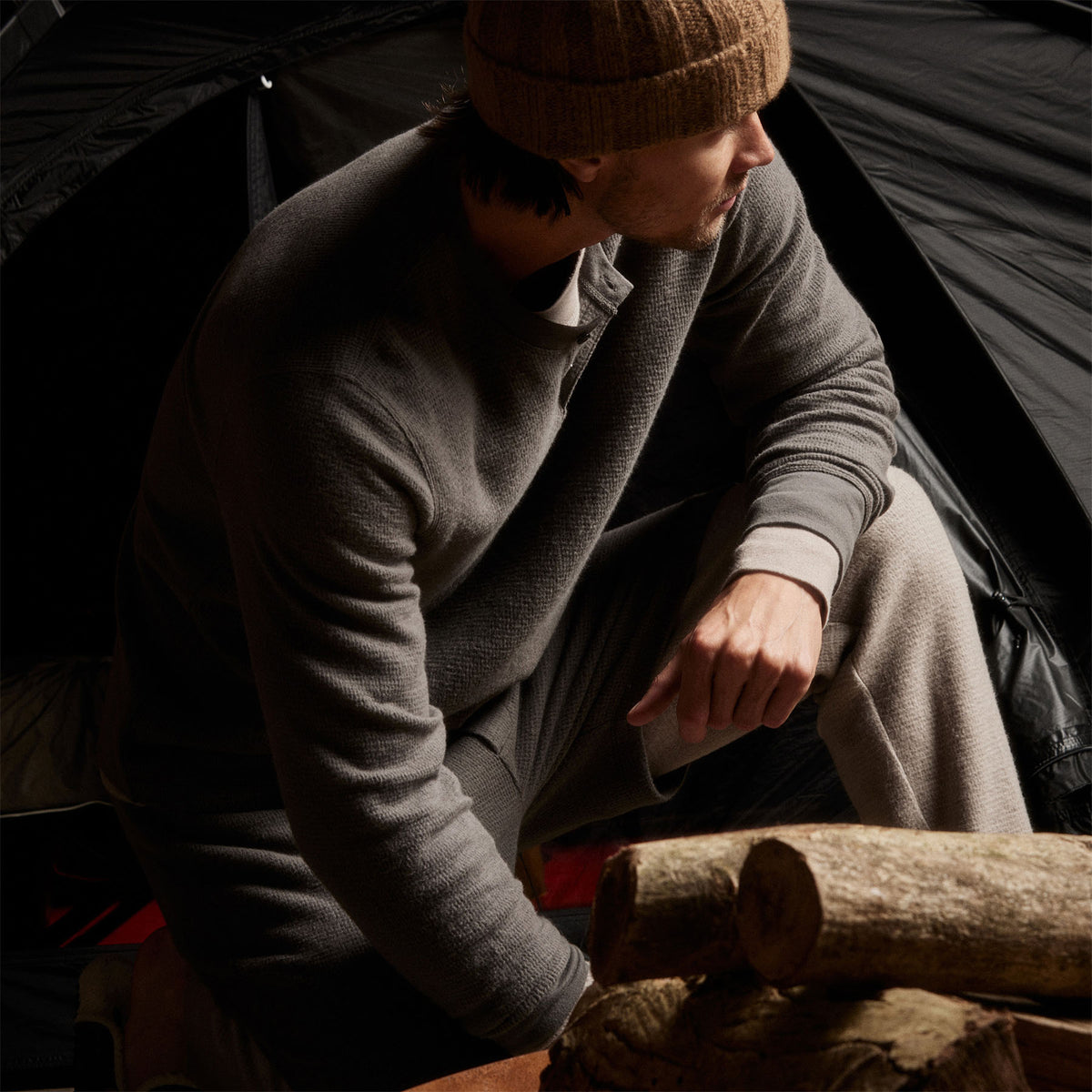 Alpine Thermal Henley in Raccoon Grey | James Perse Los Angeles 