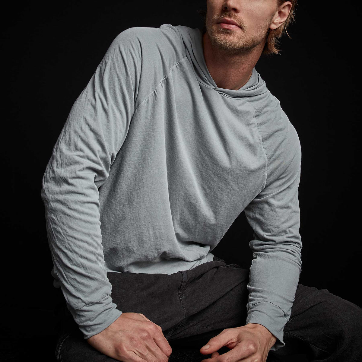 Double Layer Jersey Hoody in Breeze | James Perse Los Angeles