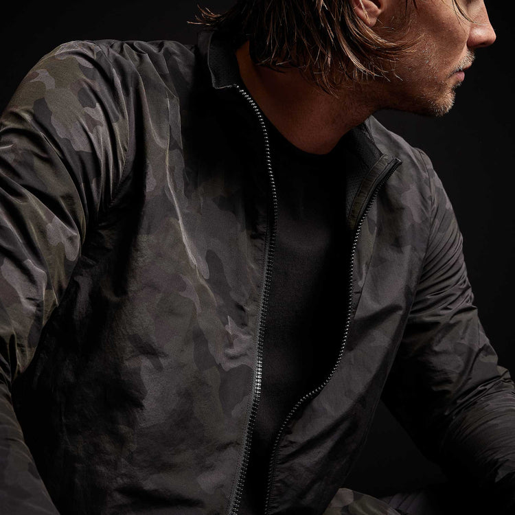 Camo Cotton Nylon Windbreaker in Dark Olive Camo | James Perse Los Angeles