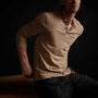 High Twist Recycled Jersey Henley in Heather Camel | James Perse Los Angeles