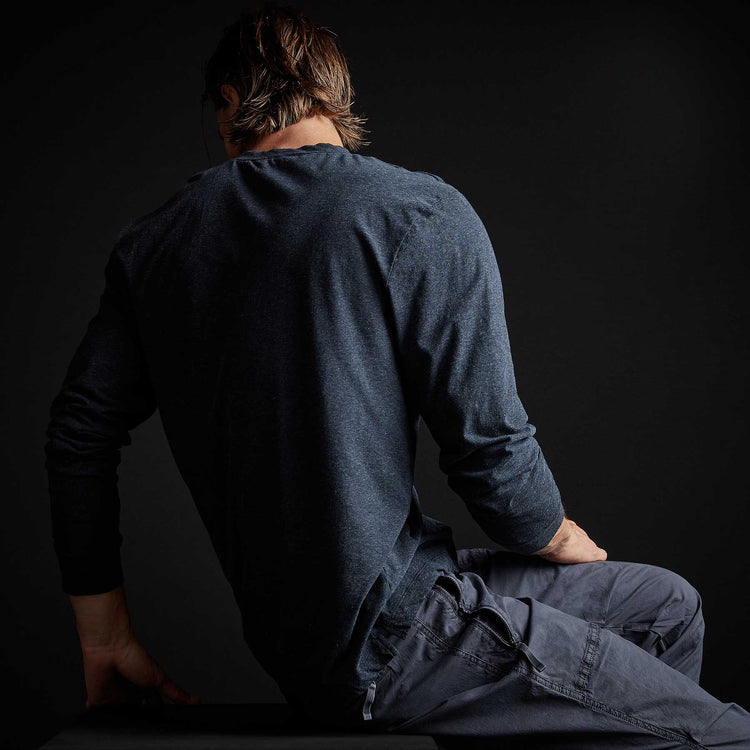 High Twist Recycled Jersey Henley In Heather Navy | James Perse Los Angeles